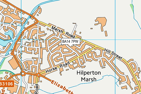 BA14 7PW map - OS VectorMap District (Ordnance Survey)