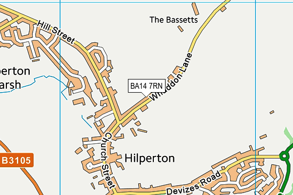 Hilperton Village Hall map (BA14 7RN) - OS VectorMap District (Ordnance Survey)