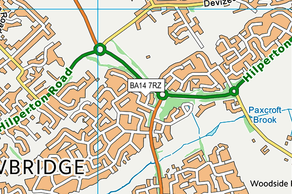 BA14 7RZ map - OS VectorMap District (Ordnance Survey)