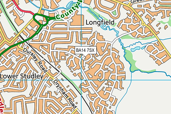 BA14 7SX map - OS VectorMap District (Ordnance Survey)