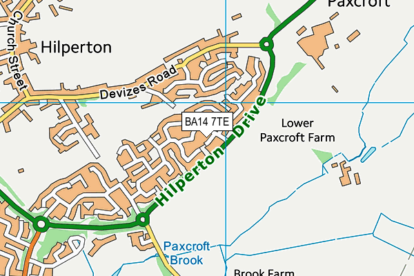 BA14 7TE map - OS VectorMap District (Ordnance Survey)