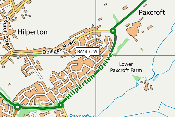 BA14 7TW map - OS VectorMap District (Ordnance Survey)