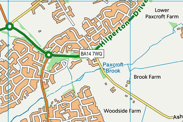 BA14 7WQ map - OS VectorMap District (Ordnance Survey)