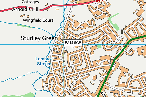 BA14 9GE map - OS VectorMap District (Ordnance Survey)