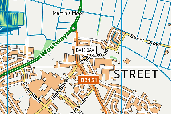 BA16 0AA map - OS VectorMap District (Ordnance Survey)