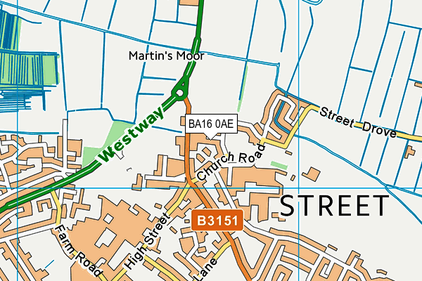 BA16 0AE map - OS VectorMap District (Ordnance Survey)