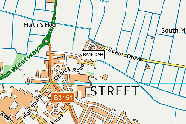 BA16 0AH map - OS VectorMap District (Ordnance Survey)