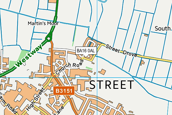 BA16 0AL map - OS VectorMap District (Ordnance Survey)