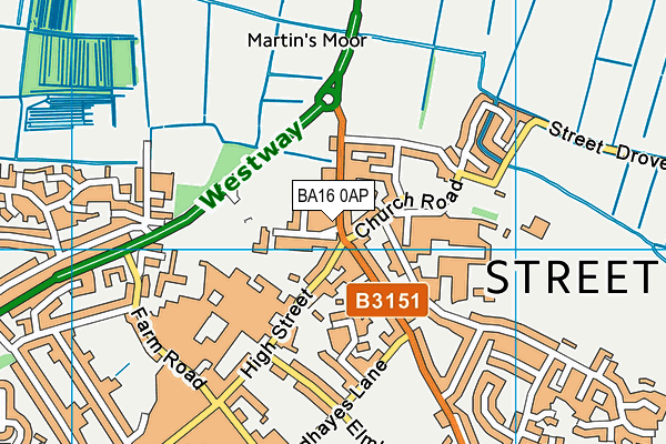 BA16 0AP map - OS VectorMap District (Ordnance Survey)