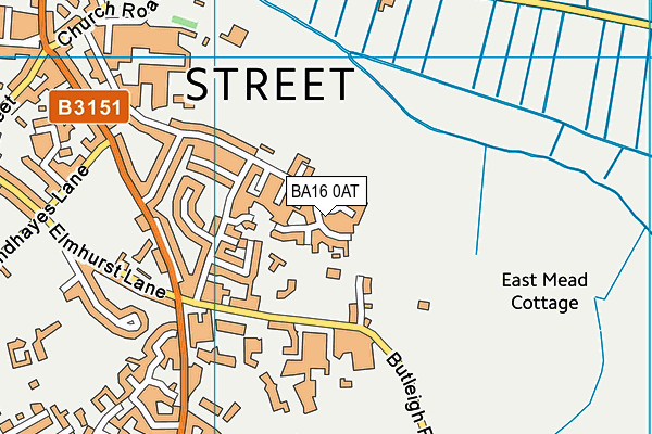 BA16 0AT map - OS VectorMap District (Ordnance Survey)