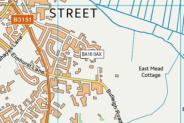 BA16 0AX map - OS VectorMap District (Ordnance Survey)