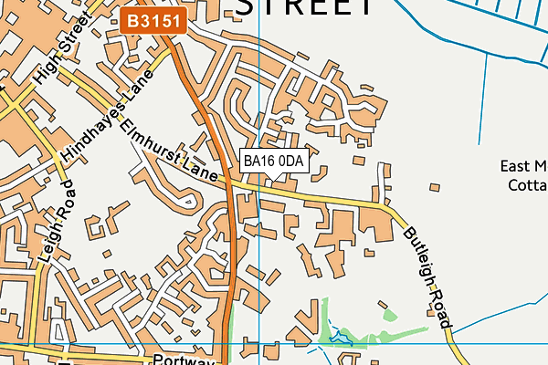 BA16 0DA map - OS VectorMap District (Ordnance Survey)