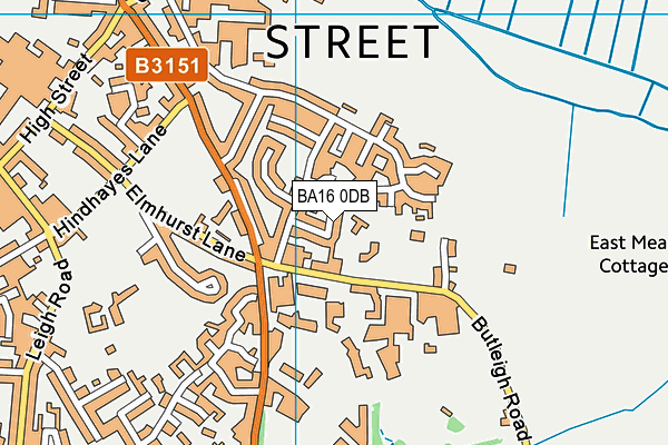 BA16 0DB map - OS VectorMap District (Ordnance Survey)