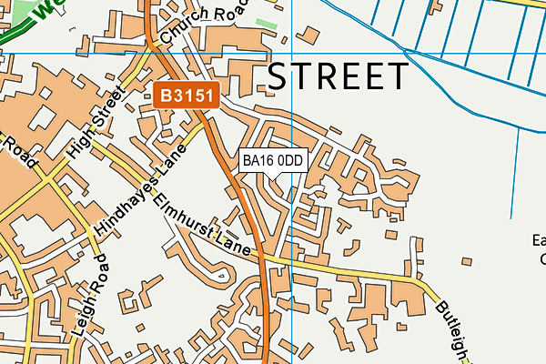 BA16 0DD map - OS VectorMap District (Ordnance Survey)