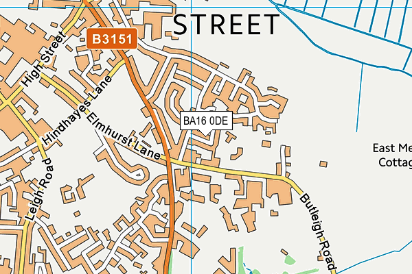 BA16 0DE map - OS VectorMap District (Ordnance Survey)