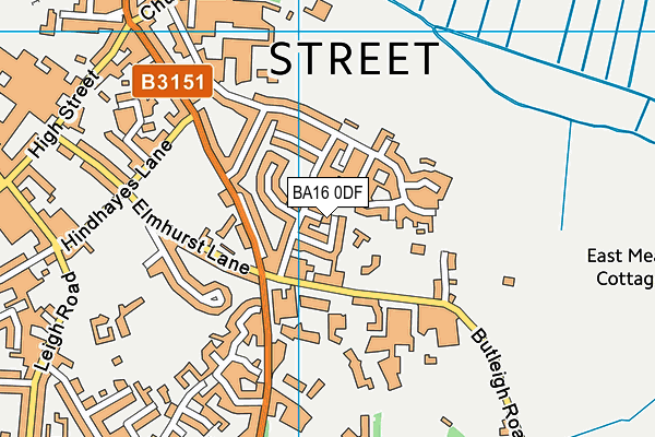 BA16 0DF map - OS VectorMap District (Ordnance Survey)