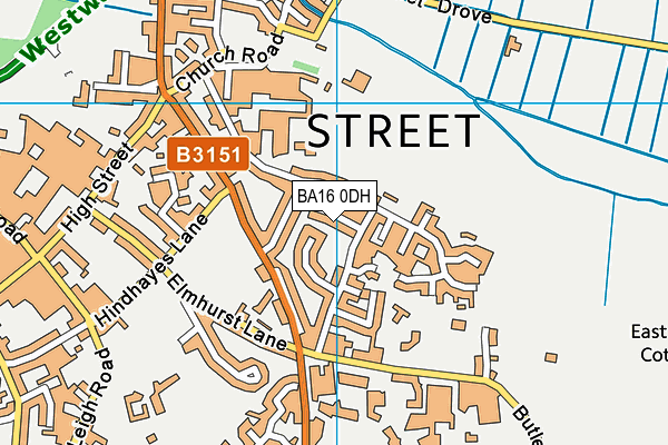 BA16 0DH map - OS VectorMap District (Ordnance Survey)