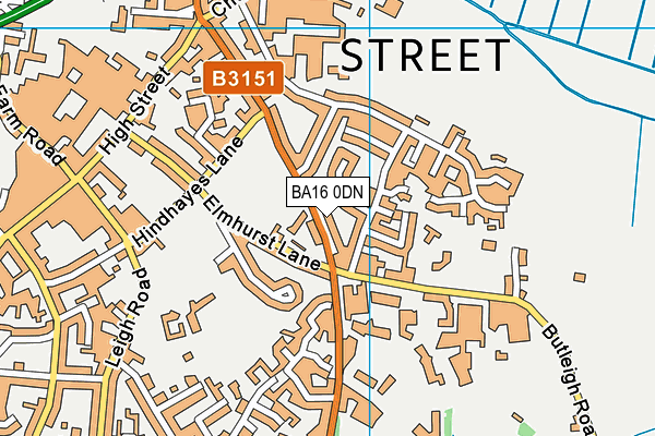 BA16 0DN map - OS VectorMap District (Ordnance Survey)