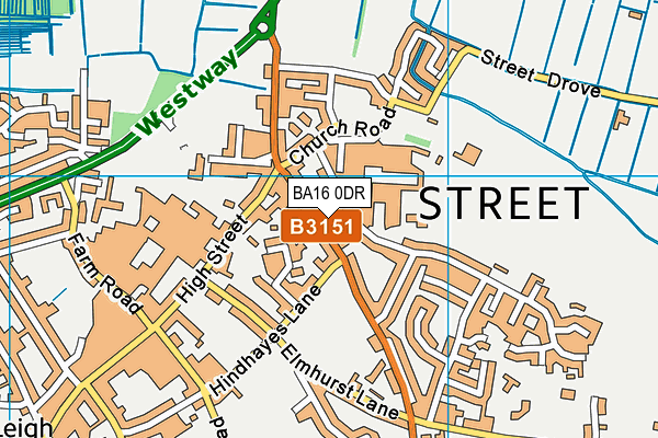 BA16 0DR map - OS VectorMap District (Ordnance Survey)