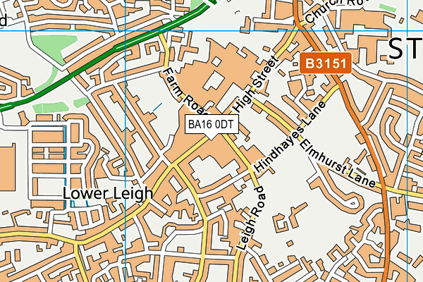 BA16 0DT map - OS VectorMap District (Ordnance Survey)