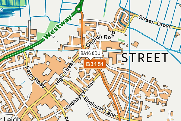 BA16 0DU map - OS VectorMap District (Ordnance Survey)