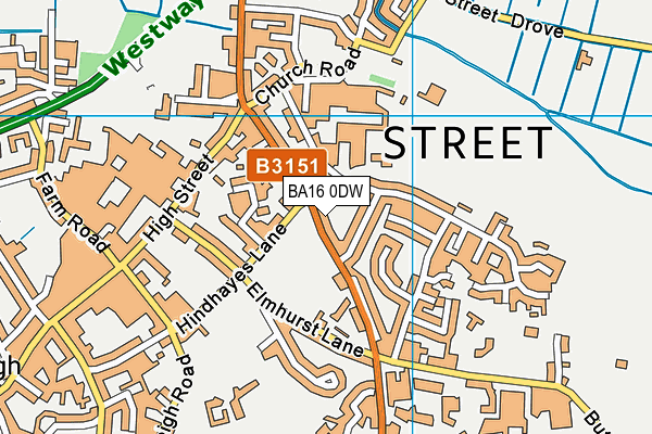 BA16 0DW map - OS VectorMap District (Ordnance Survey)