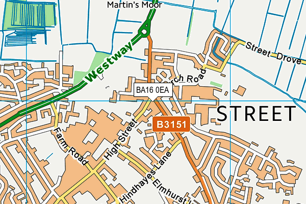 BA16 0EA map - OS VectorMap District (Ordnance Survey)