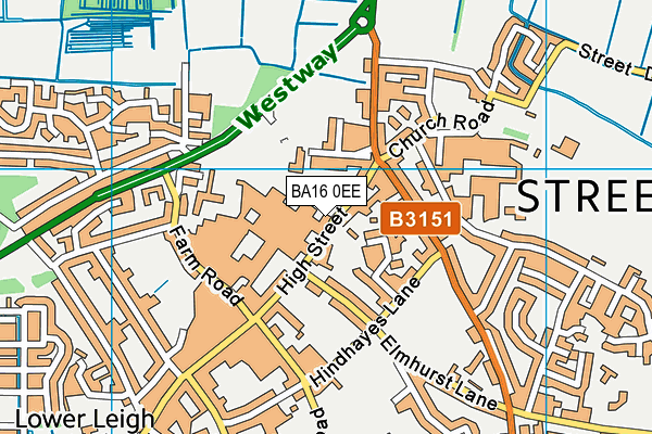 BA16 0EE map - OS VectorMap District (Ordnance Survey)