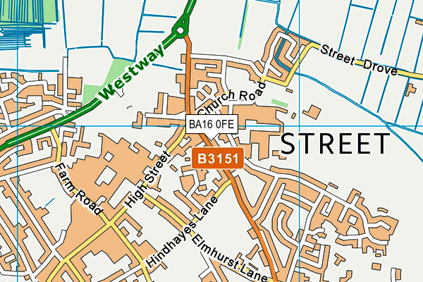 BA16 0FE map - OS VectorMap District (Ordnance Survey)