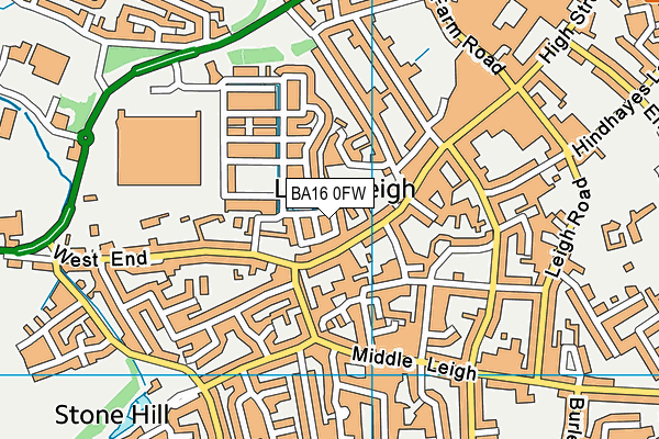 BA16 0FW map - OS VectorMap District (Ordnance Survey)