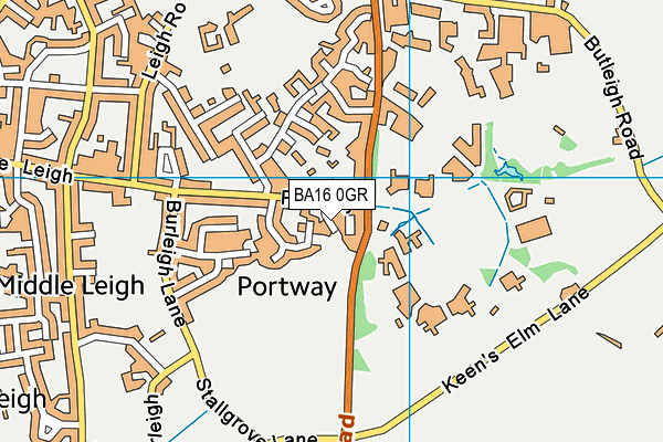 BA16 0GR map - OS VectorMap District (Ordnance Survey)