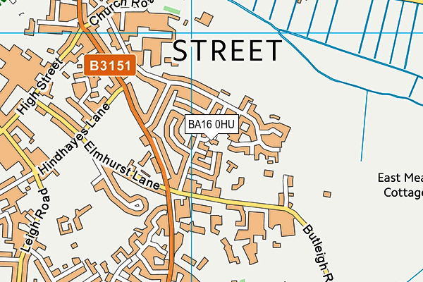 BA16 0HU map - OS VectorMap District (Ordnance Survey)