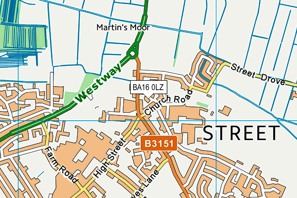 BA16 0LZ map - OS VectorMap District (Ordnance Survey)