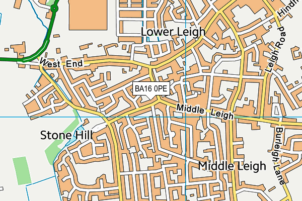BA16 0PE map - OS VectorMap District (Ordnance Survey)