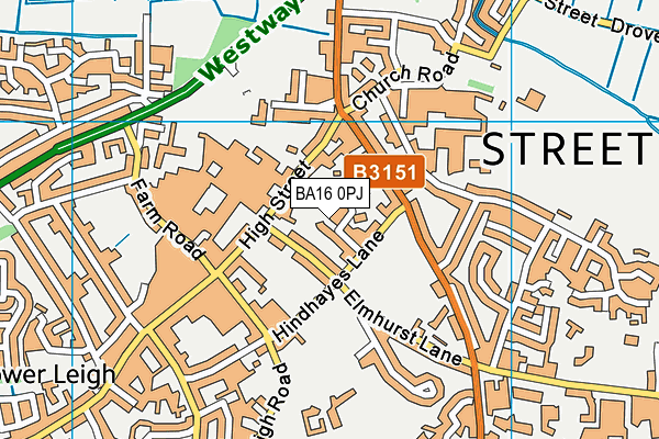 BA16 0PJ map - OS VectorMap District (Ordnance Survey)