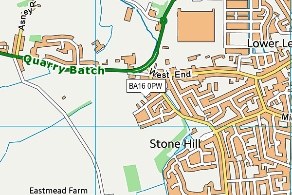 BA16 0PW map - OS VectorMap District (Ordnance Survey)