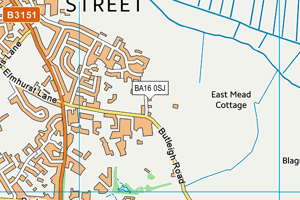 BA16 0SJ map - OS VectorMap District (Ordnance Survey)