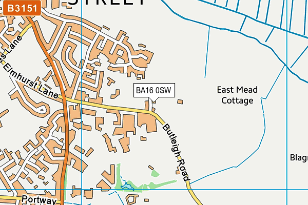 BA16 0SW map - OS VectorMap District (Ordnance Survey)