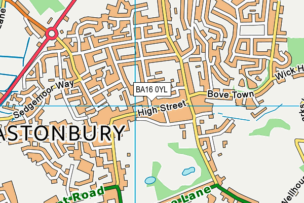 BA16 0YL map - OS VectorMap District (Ordnance Survey)