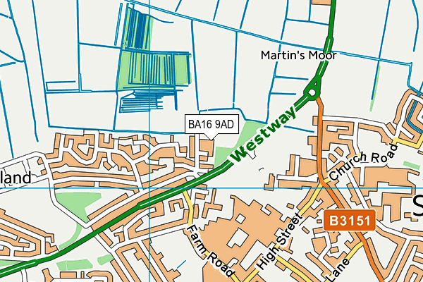 BA16 9AD map - OS VectorMap District (Ordnance Survey)