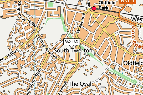 BA2 1AD map - OS VectorMap District (Ordnance Survey)