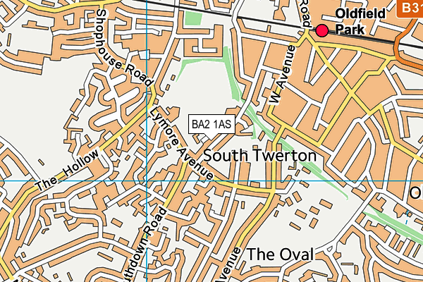 BA2 1AS map - OS VectorMap District (Ordnance Survey)