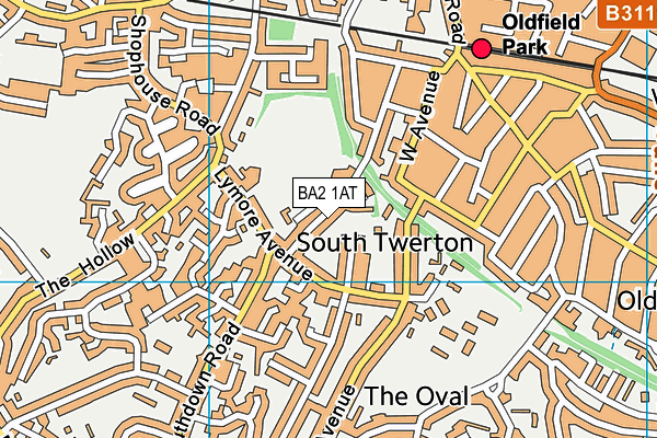 BA2 1AT map - OS VectorMap District (Ordnance Survey)