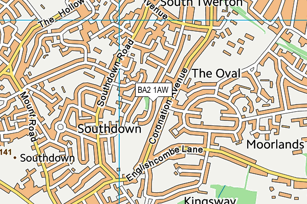 BA2 1AW map - OS VectorMap District (Ordnance Survey)