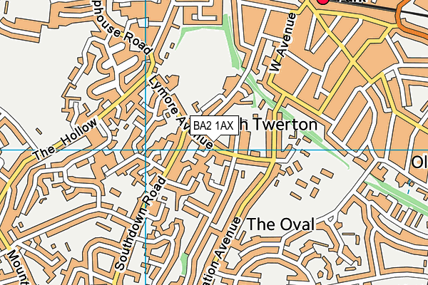 BA2 1AX map - OS VectorMap District (Ordnance Survey)