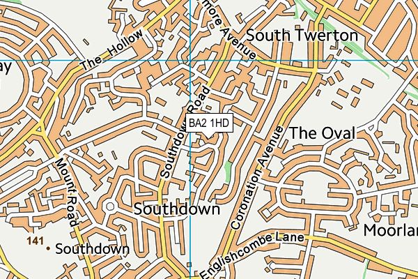 BA2 1HD map - OS VectorMap District (Ordnance Survey)