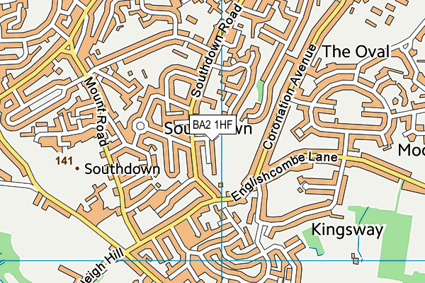 BA2 1HF map - OS VectorMap District (Ordnance Survey)