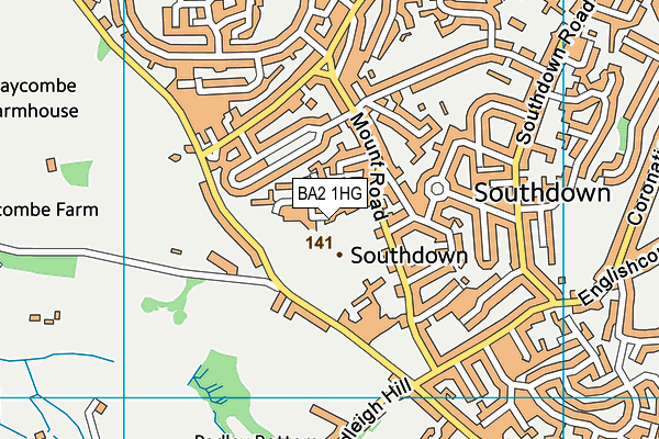 BA2 1HG map - OS VectorMap District (Ordnance Survey)