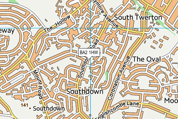 BA2 1HW map - OS VectorMap District (Ordnance Survey)