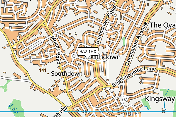 BA2 1HX map - OS VectorMap District (Ordnance Survey)